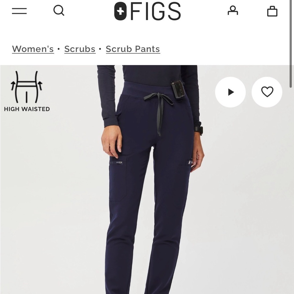 Figs Women's Yola High Waisted scrub pants navy
